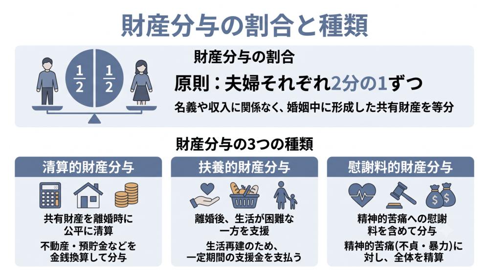 財産分与の割合と種類